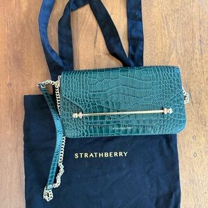 Strathberry Emerald Croc-Embossed Crossbody Bag